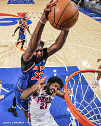 Action shot during match between the New York Knicks and Philadelphia 76ers 